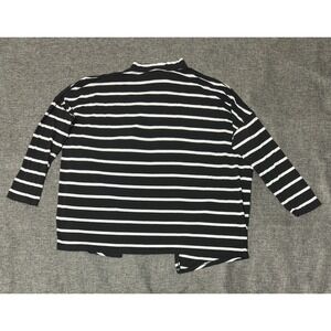 Hyfve Womens Medium Cardigan Black White Striped Open Back  17C552